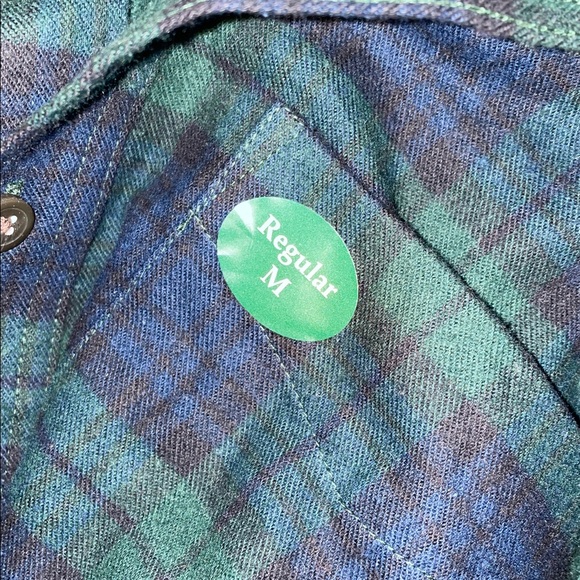 NWT L.L. Bean Traditional Fit Navy Green Medium Scotch Plaid Flannel Shirt - Picture 5 of 5